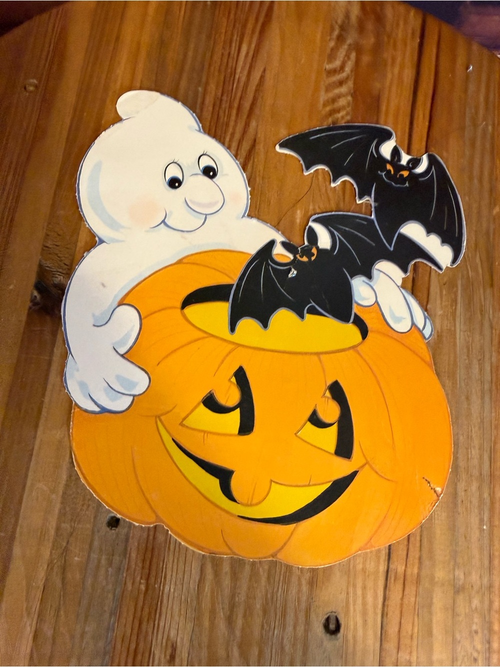 Vintage Halloween Felted Paper Ghost Bats Pumpkin Classic 2 sided Die Cut - Picture 9 of 11